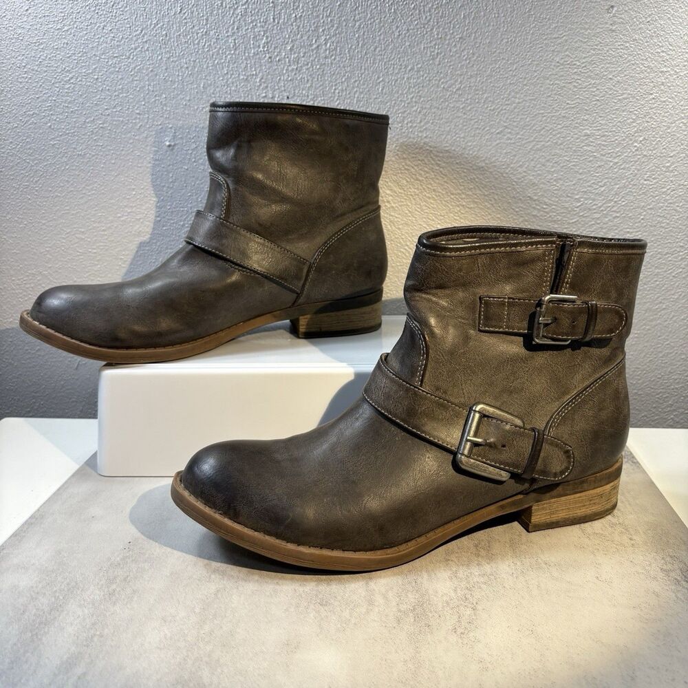 Shi by JOURNEYS JOJO Dark Grey Ankle Boots faux leather size 9M